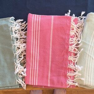 Lualoha Pink and Green Striped Beach Towels